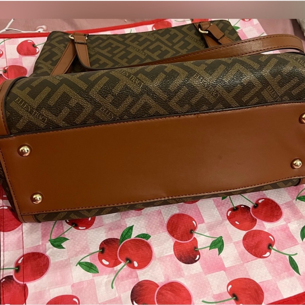 Ellen Tracy Brown Patterned Tote - image 3